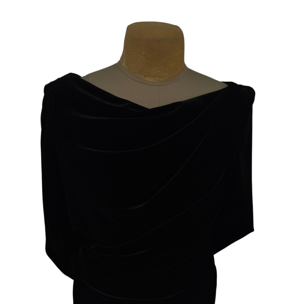 Betsy Adam Velvet Cocktail Dress 16 Black Capelet Evening Gown Dark Romantic - Picture 3 of 16
